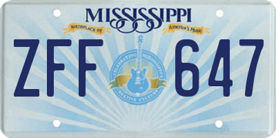 MS license plate ZFF647