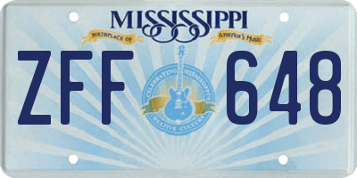 MS license plate ZFF648