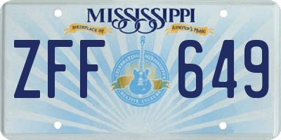 MS license plate ZFF649