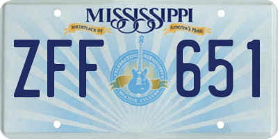 MS license plate ZFF651