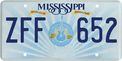 MS license plate ZFF652
