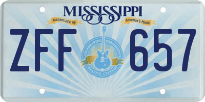 MS license plate ZFF657