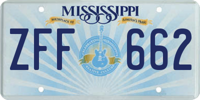 MS license plate ZFF662