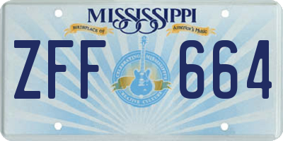 MS license plate ZFF664