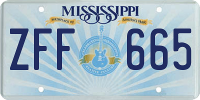 MS license plate ZFF665