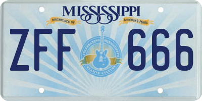MS license plate ZFF666