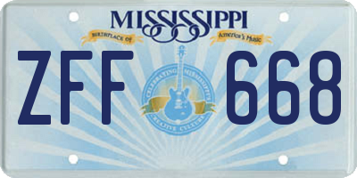 MS license plate ZFF668