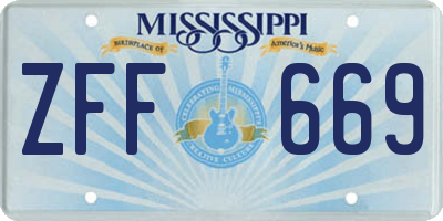 MS license plate ZFF669