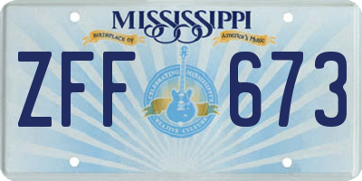 MS license plate ZFF673