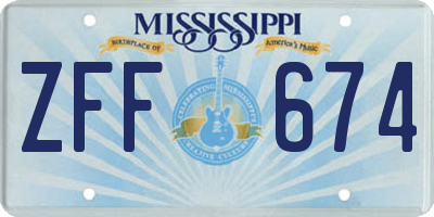 MS license plate ZFF674