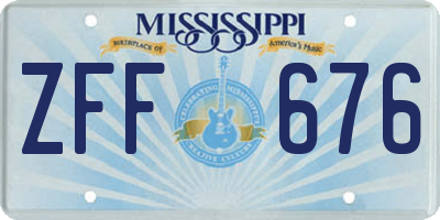 MS license plate ZFF676