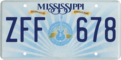 MS license plate ZFF678