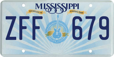 MS license plate ZFF679