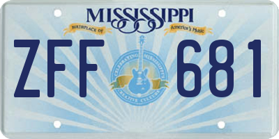 MS license plate ZFF681