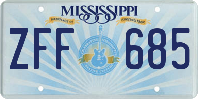 MS license plate ZFF685