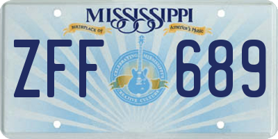MS license plate ZFF689