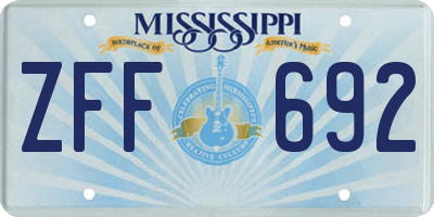 MS license plate ZFF692
