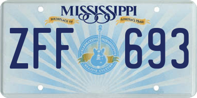 MS license plate ZFF693