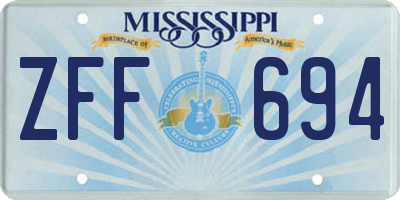 MS license plate ZFF694