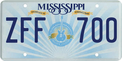 MS license plate ZFF700