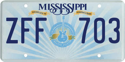 MS license plate ZFF703