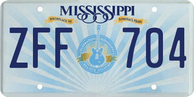 MS license plate ZFF704