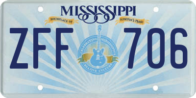 MS license plate ZFF706