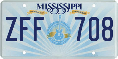 MS license plate ZFF708
