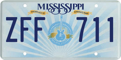 MS license plate ZFF711