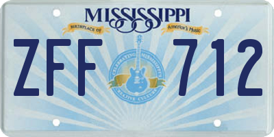 MS license plate ZFF712