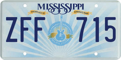 MS license plate ZFF715