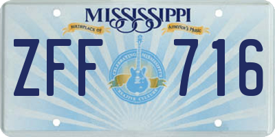 MS license plate ZFF716