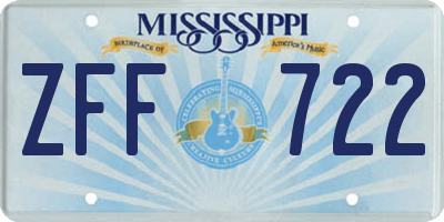 MS license plate ZFF722