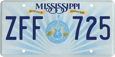 MS license plate ZFF725