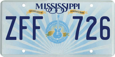 MS license plate ZFF726