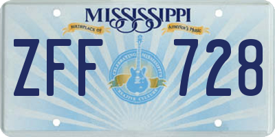 MS license plate ZFF728