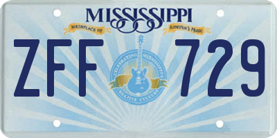 MS license plate ZFF729