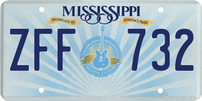 MS license plate ZFF732