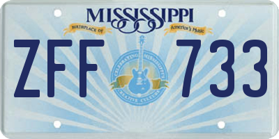 MS license plate ZFF733