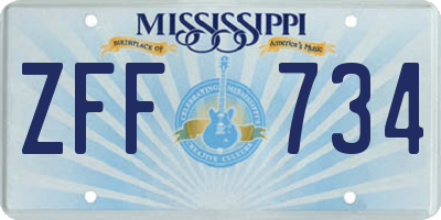 MS license plate ZFF734