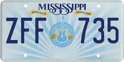 MS license plate ZFF735