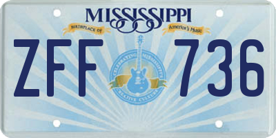MS license plate ZFF736