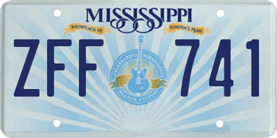 MS license plate ZFF741