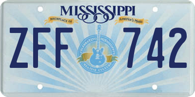 MS license plate ZFF742