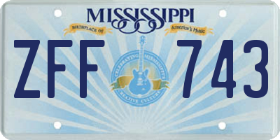 MS license plate ZFF743
