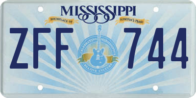 MS license plate ZFF744