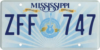 MS license plate ZFF747