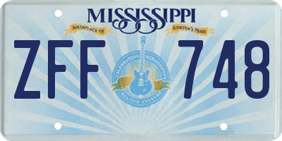 MS license plate ZFF748
