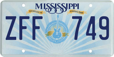 MS license plate ZFF749