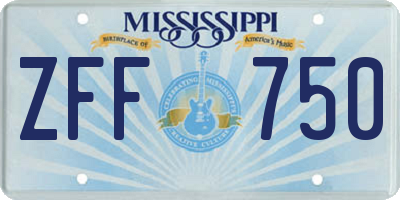 MS license plate ZFF750